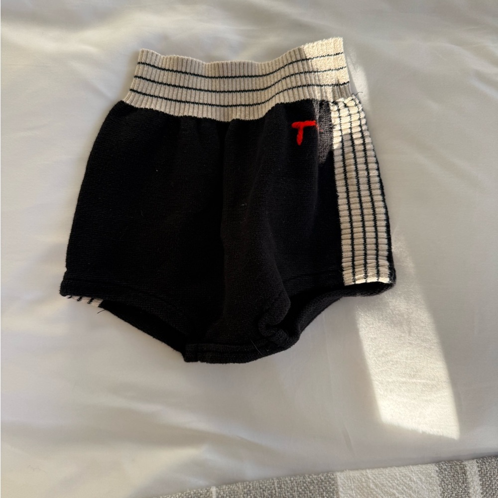 Black and White Knit Hot Shorts